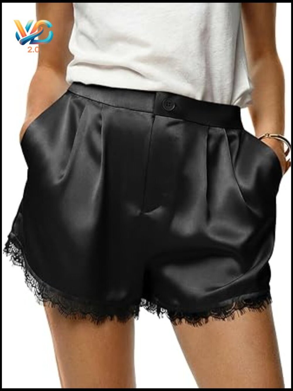 Satin Silk High Waist Lounge Shorts with Pockets Casual Summer Y2K